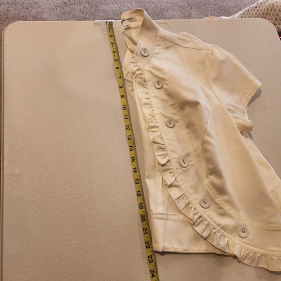 Jon Paul Richard Womens Ivory Short Sleeve Open Jacket Size Large Stretch - Picture 9 of 9